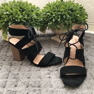 Merona black lace up heels